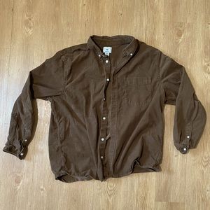 H&M, Brown Corduroy Button Up, XL
